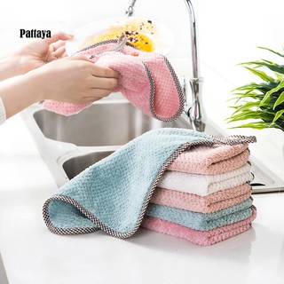 【pattaya】ผ้าเช็ดมือ ผ้าฟลีซ แบบห่วงแขวน สําหรับห้องครัว ห้องน้ํา
