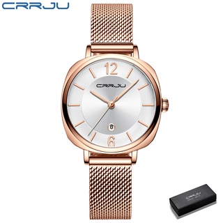 CRRJU Women Watch Casual Fashion Gold Stainless Steel Mesh Band Waterproof Quartz Watch 2169