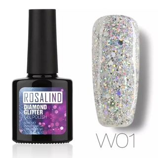 สีทาเล็บเจล ROSALIND สีไดมอนกริสเตอร์ Diamond Glitter Colors Series   ขนาด 10 ml.