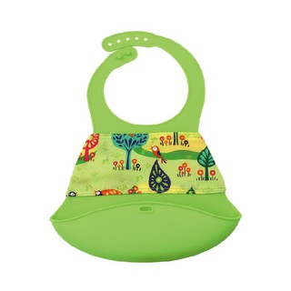 Babyinstyle- Spuddies Bib ผ้ากันเปื้อนเด็ก​ ซิลิโคน สีสันสดใส ลายน่ารัก สำหรับรองเศษอาหาร - สีเขียว