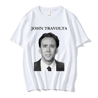 เสื้อยืดลําลอง แขนสั้น คอกลม พิมพ์ลาย Nicolas Cage John Travolta Face Off สีขาว สไตล์คลาสสิก สําหรับผู้ชาย