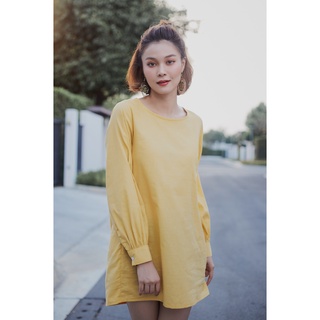 Zoe dress linen เดรสผ้าป่านลินินคอกลมแขนยาวโซอี้