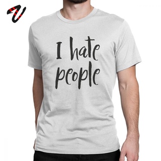 เสื้อยืดโอเวอร์ไซส์เสื้อยืดแขนสั้นลําลอง ผ้าฝ้าย พิมพ์ลาย I Hate People สําหรับผู้ชายS-5XL