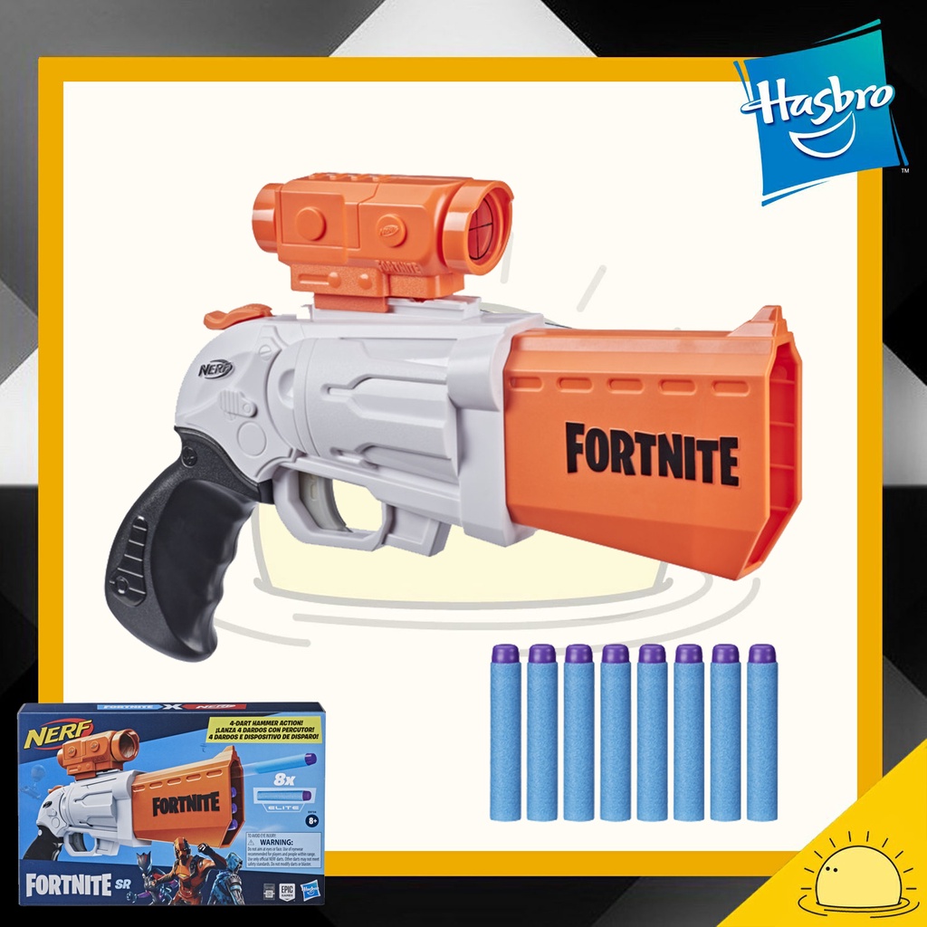 Nerf Fortnite SR Blaster 4 Dart Hammer Action with removable online scope