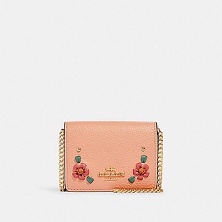 กระเป๋าใส่เหรียญ Coach MINI WALLET ON A CHAIN WITH FLORAL WHIPSTITCH