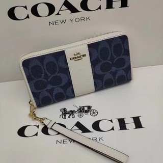 Outlet ส่วนลด🌈 Coach C4453 กระเป๋าสตรีแฟชั่นกระเป๋าสตางค์ยีนส์ยาวแบบคลิปคลาสสิกกรณีบัตรธนบัตรกระเป๋าสตางค์เหรียญ