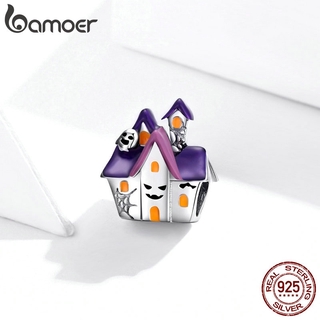 Bamoer 925 Sterling Silver Haunted House Charm for Original Silver Plated platinum Bracelet Fine Jewelry DIY Bangle BSC324