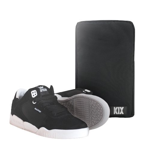 kix-กระเป๋าใส่รองเท้า-เนื้อกระเป่ากันละอองน้ำ-ขนาดใหญ่ใส่รองเท้าได้สูงสุดเบอร์-44-สีดำไม่เลอะง่าย-มีหูหิ้ว-พกพาสะดวก