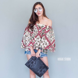 Off Shoulder Printed Blouse