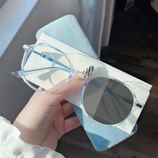2in1 แว่นตา ป้องกันรังสี เปลี่ยนสีได้ ป้องกันแสงสีฟ้า สไตล์เกาหลี สําหรับผู้หญิง