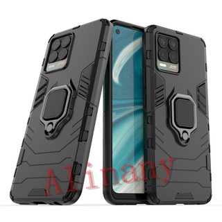 เคส Realme 8 4G Case Shockproof พลาสติกแบบแข็ง Armor Stand Phone Casing Realme 8 Realme8 Back Cover