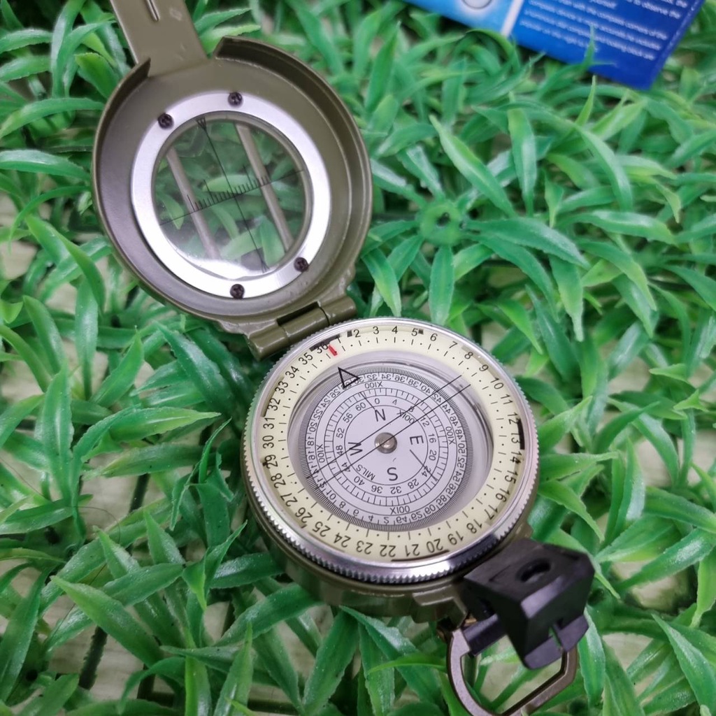 เข็มทิศเดินป่า-lensatic-compass-เข็มทิศทหาร-สําหรับวัดระยะจริงบนแผนที่-มีมาตราส่วนเส้นบรรทัด-สามารถอ่านได้ถูกต้องแม่นยำ