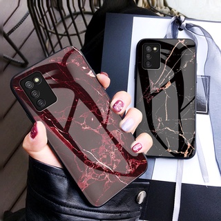 2021 New เคสโทรศัพท์ Samsung Galaxy A03S A52S A22 A32 A52 A72 4G 5G Phone case Marble Back Tempered Glass Cover Silicon Soft Edges Shell เคส SamsungA03S Casing