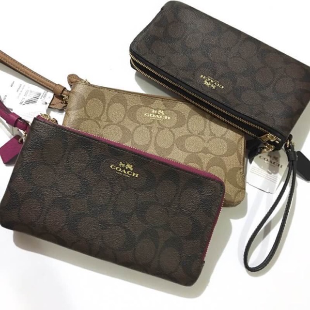 DOUBLE ZIP WALLET IN SIGNATURE COACH F54057 Shopee Thailand