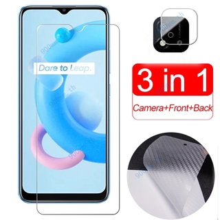 3-in-1 ฟิล์มกระจก Realme C21 กระจกนิรภัย Realme 7 6 Pro C17 C21 C20 C12 C15 C11 C3 ป้องกันหน้าจอ ฟิล์มกระจกกันเลนส์กล้อง &amp; ฟิล์มหลัง