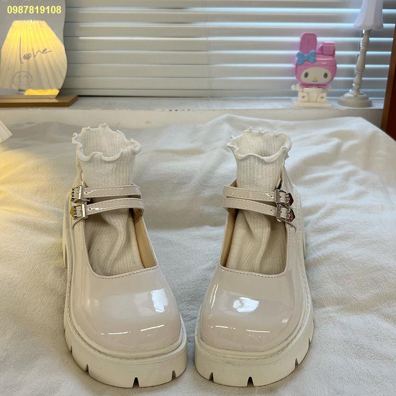 สปอตสินค้า-รองเท้าหนังขนาดเล็กผู้หญิง-2022-ใหม่มุกย้อนยุคด้านล่างหนารองเท้าแมรี่เจน