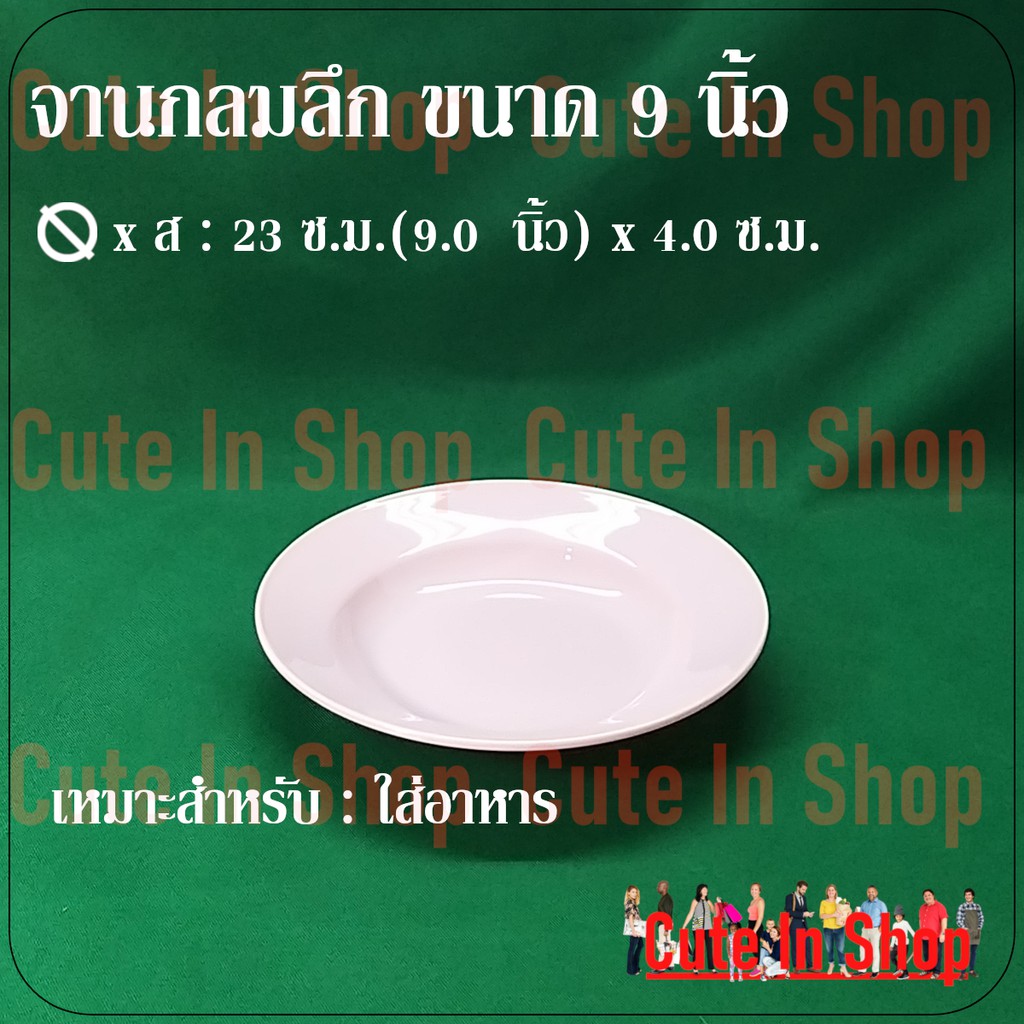 ขายเป็นโหล-12-ใบ-จานก้นลึก-ขนาด-9-นิ้ว-จากร้าน-cuteinshop