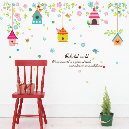 transparent-wall-sticker-สติ๊กเกอร์ติดผนัง-บ้านนก-colorful-world-กว้าง105cm-xสูง65cm