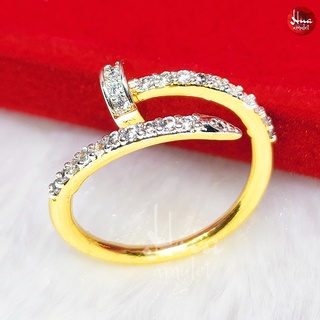 สินค้า F21 แหวนตะปูคาเทียร์เพชร แหวนปรับขนาดได้ แหวนเพชร แหวนทอง ทองโคลนนิ่ง ทองไมครอน ทองหุ้ม ทองเหลืองชุบทอง แหวนผู้หญิง