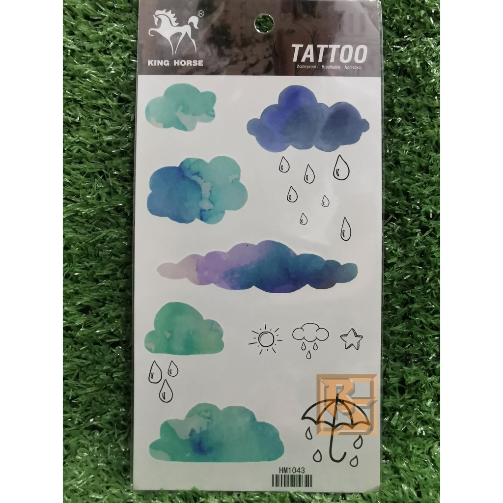 tattoo-fashion-ลาย-ก้อนเมฆ-cloud-แท็ททู-สติกเกอร์-hm1043