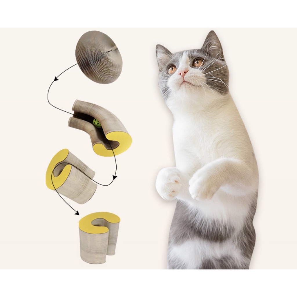 จานแมวของเล่นแมวฝนเล็บแมว-ที่ลับเล็บแมว-กระดาษลูกฟูกหนา-ของเล่นสัตว์เลี้ยง