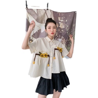 🔥[ชุดเซต 2 ชิ้น] เสื้อชุดเซ็ตผู้หญิง 2022 ฤดูร้อนใหม่เสื้อแขนสั้นกระโปรง tutu skirt