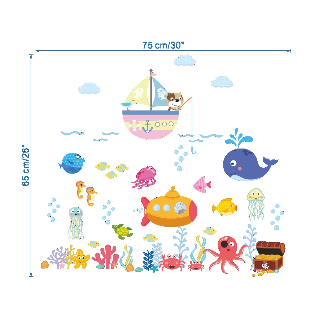 zooyoo-สติ๊กเกอร์ติดผนัง-สติกเกอร์-สติ๊กเกอร์-สติกเกอร์ติดผนัง-สติกเกอร์ติดผนังลายสัตว์โลกใต้น้ำ-สติกเกอร์ติดผนังห้องน้ำ