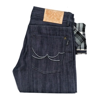 Blacksheepjeans กางเกงยีนส์ Jeans ขายาว ผู้ชาย วินเทจ ทรงกระบอกเล็ก Slim Fit เป้ากระดุม รุ่น BSMSF-170902 สีน้ำเงินเข้ม