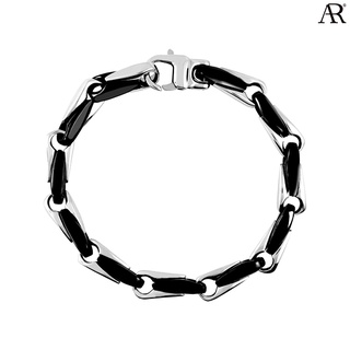 ANGELINO RUFOLO Bracelet ดีไซน์ Black Hook สร้อยข้อมือผู้ชาย Stainless Steel 316L(สแตนเลสสตีล)คุณภาพเยี่ยม สีเงิน/ดำ