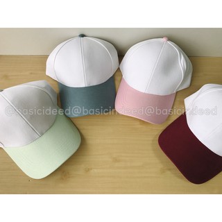 Basic Indeed หมวกแก๊ปสีพื้นทูโทนหัวขาว