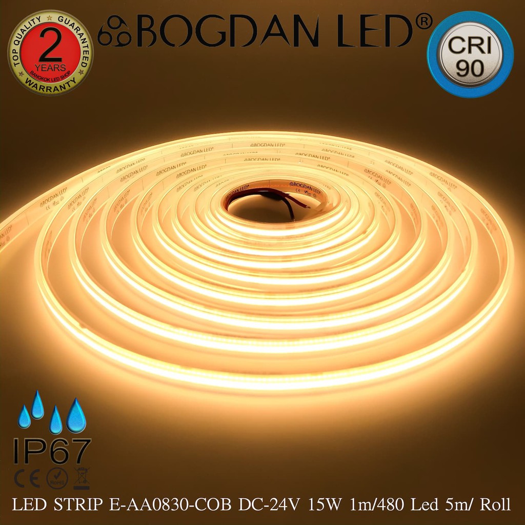 led-strip-e-aa0830-cob-3000k-dc-24v-15w-1m-ip67-ยี่ห้อbogdan-led-แอลอีดีไฟเส้นสำหรับตกแต่ง-2400led-5m-75w-5m-grade-a