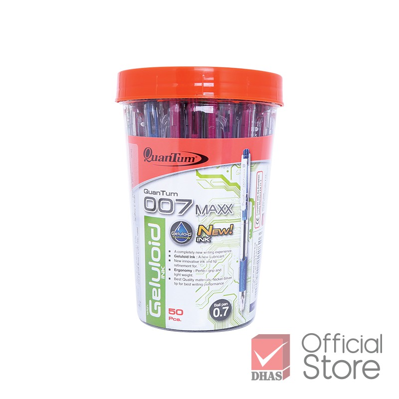 quantum-ปากกา-ปากกาลูกลื่น-เจลลูลอยด์-007-maxx-0-7-น้ำเงิน-จำนวน-50-ด้าม