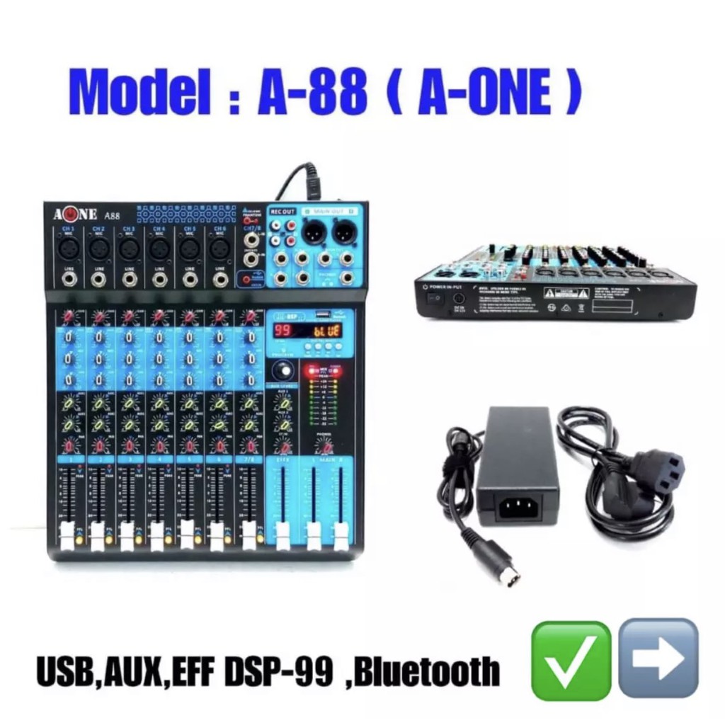 มิกเซอร์ปรับเสียง-มิกเซอร์-8ช่อง-เครื่องผสมสัญญาณเสียง-mixer-มี-bluetooth-usb-เอฟเฟกแท้-a-88-99dsp