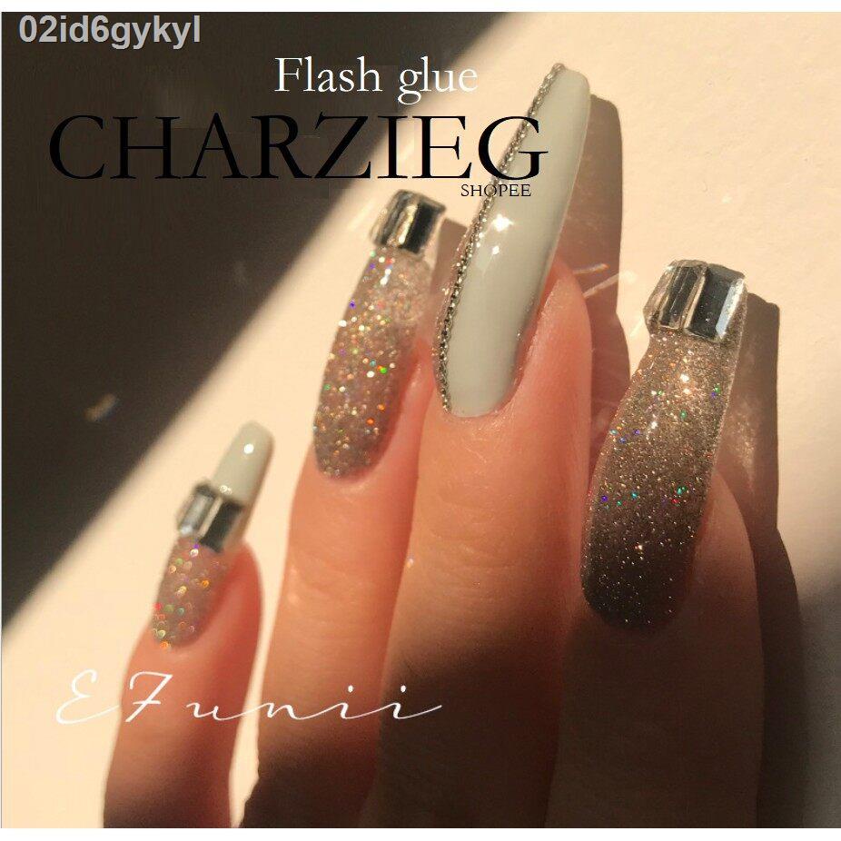 สีกลิตเตอร์ชะแง้ยาขมับสีทาเจล-สีกลิตเตอร์เบาบางคุด-flash-diamond-nail-polish