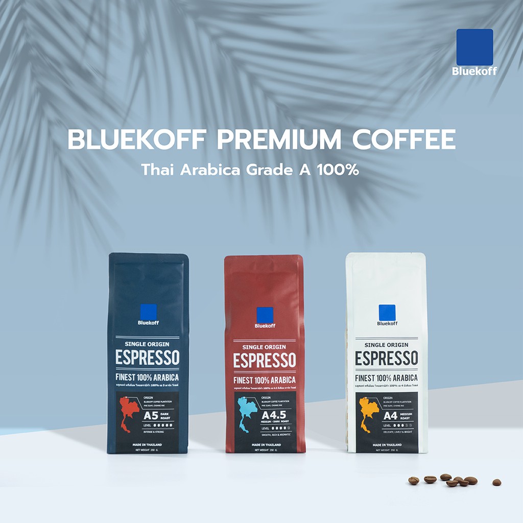 ภาพสินค้าBluekoff A5 เมล็ดกาแฟ ไทย อราบิก้า 100% Premium เกรด A คั่วสด ระดับเข้ม (Dark Roast) บรรจุ 250 กรัม จากร้าน bluekoff บน Shopee ภาพที่ 5