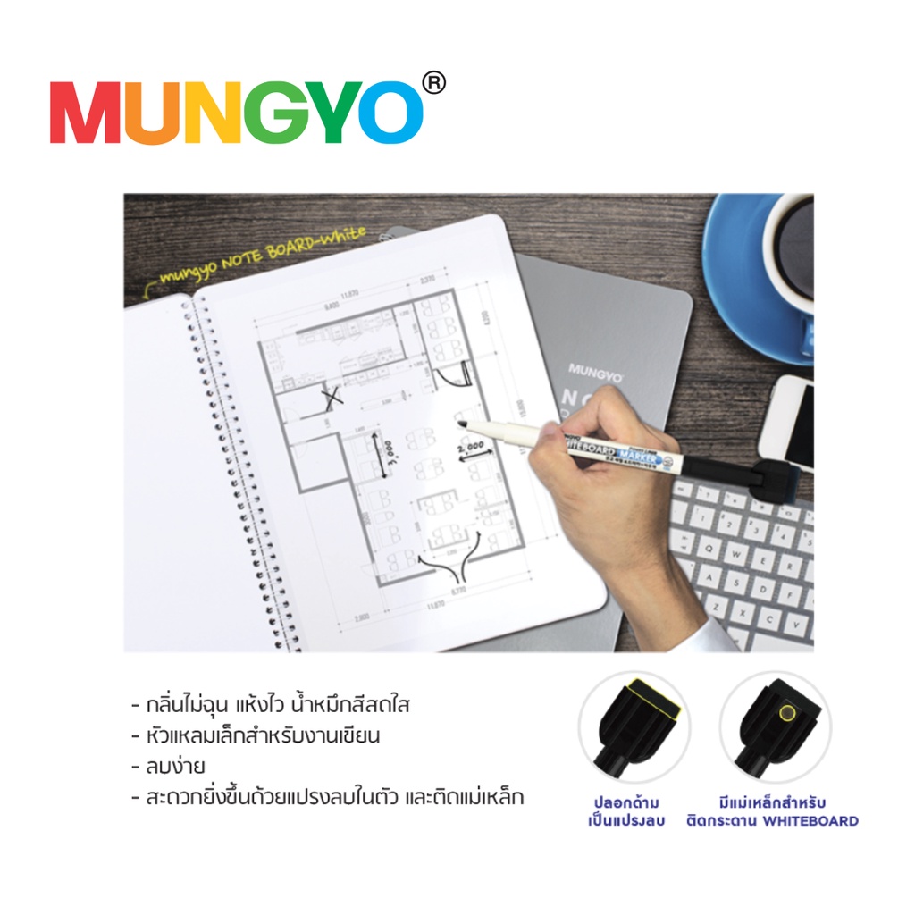 mungyo-ปากกา-whiteboard-แปรงลบ-whiteboard-marker-eraser-1-ด้าม