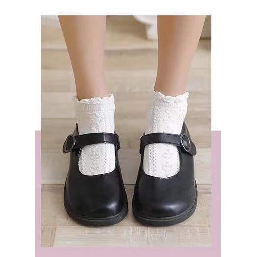 ภาพสินค้าถุงเท้าแฟชั่น สไตล์ญี่ปุ่นโลลิต้า มี2ความยาวให้เลือก ข้อสั้น/ข้อกลาง ลายขอบ ถุงเท้าสีดำ สีขาว NO.57 จากร้าน carina_shopping บน Shopee ภาพที่ 6