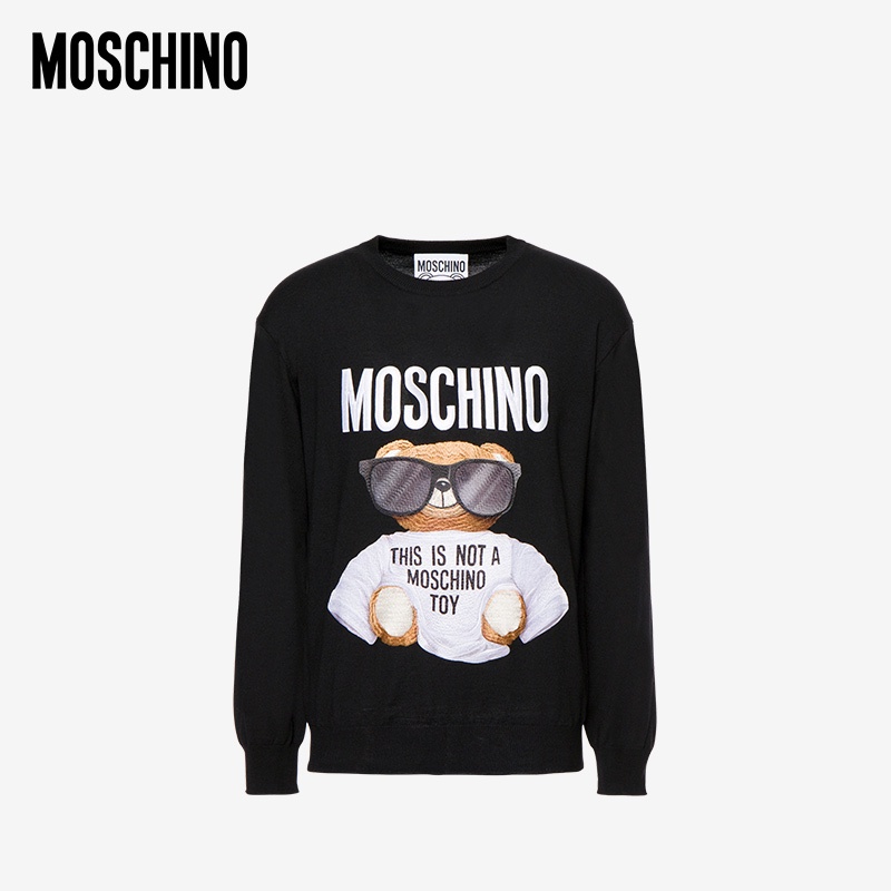moschino-เสื้อกันหนาว-คอกลม-แขนยาว-ผ้าฝ้ายแท้-พิมพ์ลายหมีเท็ดดี้-สไตล์ฮิปฮอป-สําหรับผู้ชาย