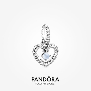 Pandora จี้ลูกปัดท้องฟ้า รูปหัวใจ สีฟ้า ของขวัญวันเกิด สําหรับสุภาพสตรี p825