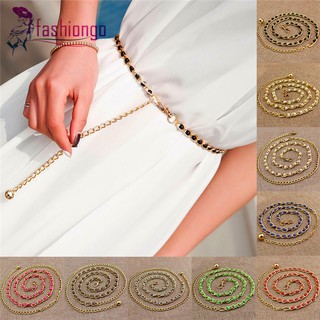 【ส่งฟรีเมื่อซื้อครบ 99บาท】FA Women Fashion Imitation Pearl Waist Chain Female Thin Waistband Ladies Dress Accessories