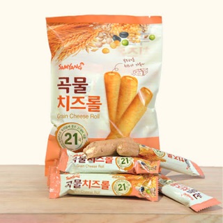 สินค้า Samyang Grain Cheese Roll ซัมยัง เกรน ชีสโรล ธัญพืชอบกรอบสอดไส้ชีส นำเข้าจากเกาหลี 80g