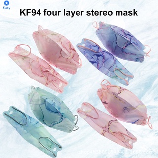 Kf94 หน้ากาก ลายหินอ่อน สามมิติ ไล่โทนสี ใช้แล้วทิ้ง 4D สไตล์เกาหลี สําหรับผู้ใหญ่ 10 ชิ้น