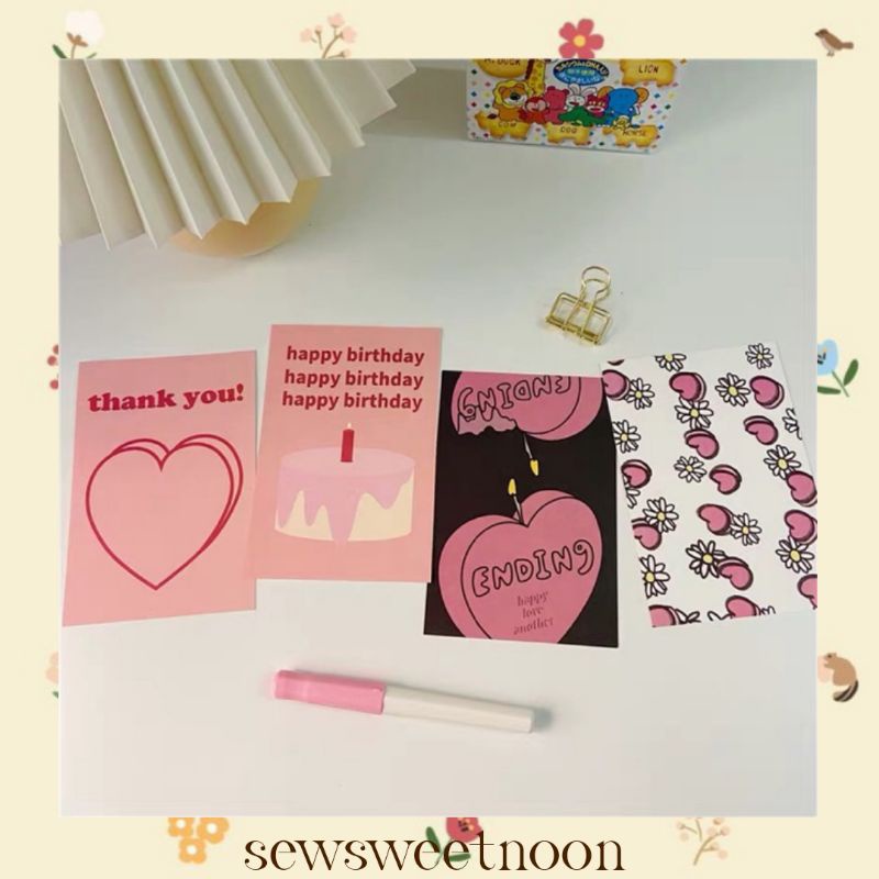 ราคาและรีวิวsewsweetnoon โปสการ์ดตกแต่งลายรูปหัวใจน่ารัก สองด้านลายเดียวกัน