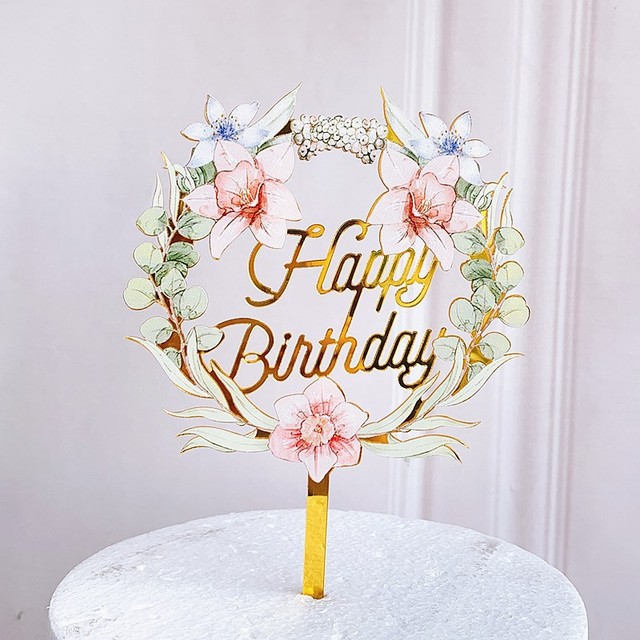 ภาพสินค้าป้ายปักเค้ก ป้ายปัก​เค้ก​พลาสติก​ ลาย Happy​ Birthday​ สีทองแบบมีดอกไม้ 1 อัน จากร้าน warmsunshine1.th บน Shopee ภาพที่ 3
