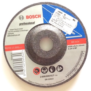 BOSCH ใบเจียรเหล็ก  4นิ้ว x 6มิล รุ่น A24SBF 2608600017 ใบเจียร ใบขัด บ๊อซ