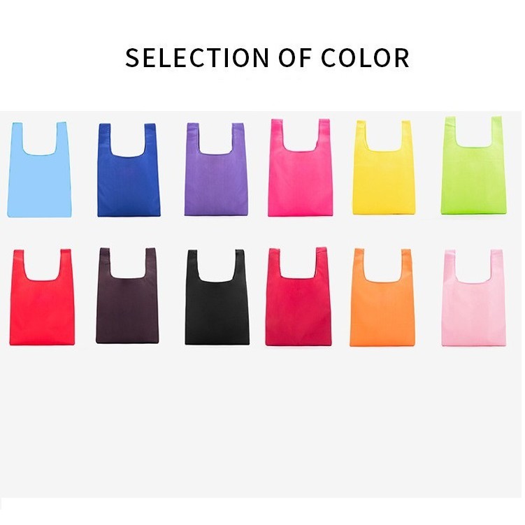 พร้อมส่ง-12สี-ถุงเก็บของ-ถุงผ้าพับได้-สตรีที่พับเก็บได้รีไซเคิล-245