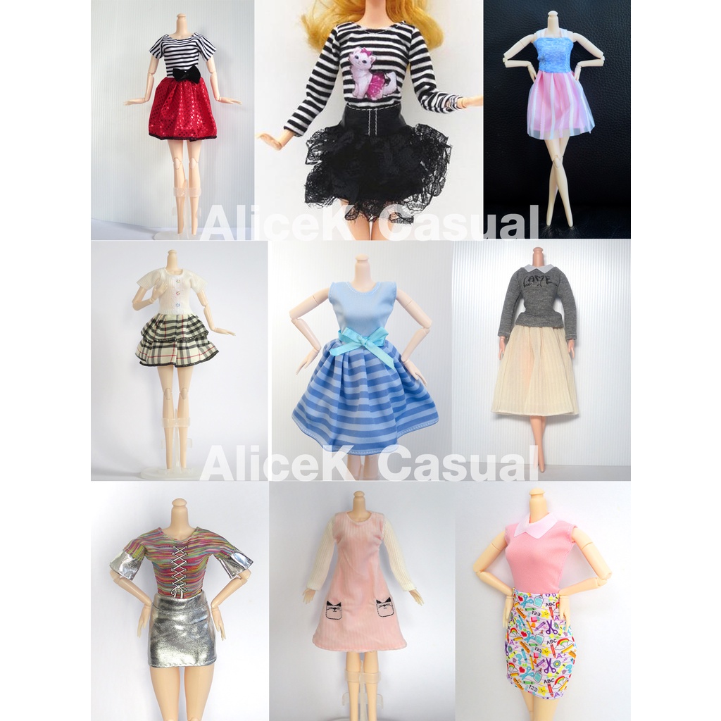 ราคาและรีวิวเสื้อผ้าตุ๊กตาชุดลำลองตุ๊กตา ชุดกระโปรงตุ๊กตา Casual สั้น/พลีท สำหรับตุ๊กตาความสูง 30cm