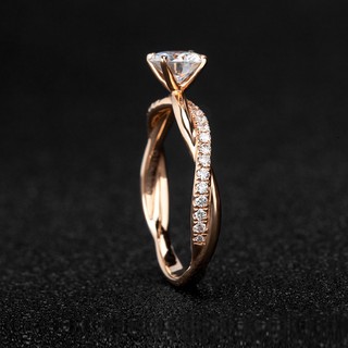 ยุโรปและอเมริกานำเข้า Moisite Rose Gold Plated Lingering แหวนหญิงสีแดง 18 พันทองเพชรข้อเสนอแต่งงานแหวนหญิง de2-3855