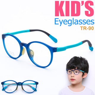 สินค้า KOREA แว่นตาแฟชั่นเด็ก แว่นตาเด็ก รุ่น 2103 C-3 สีฟ้า ขาข้อต่อ วัสดุ TR-90 (สำหรับตัดเลนส์) เบาสวมไส่สบาย