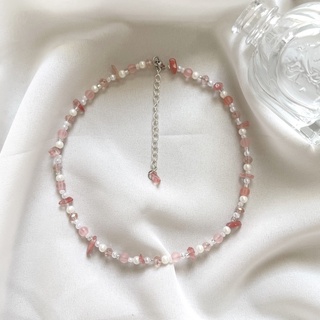 Coralie necklace สร้อยคอหินสีชมพู